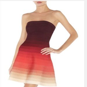 Herve Leger Lake Fit and Flare strapless mini